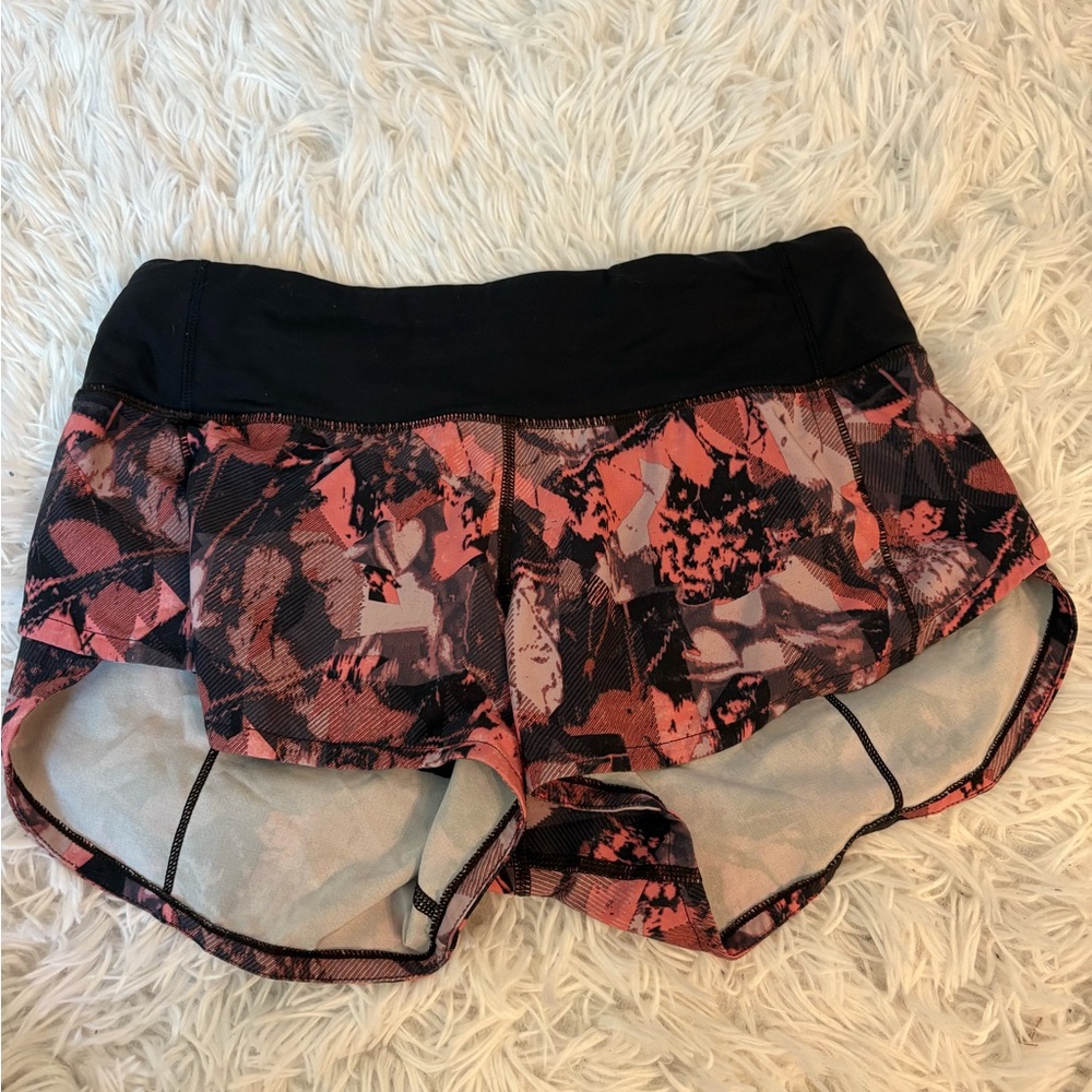 Lululemon Speed Up Low-Rise Black and Pink Shorts
